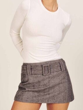 Reformation Carla Low Waist Wool Micro Mini Skirt